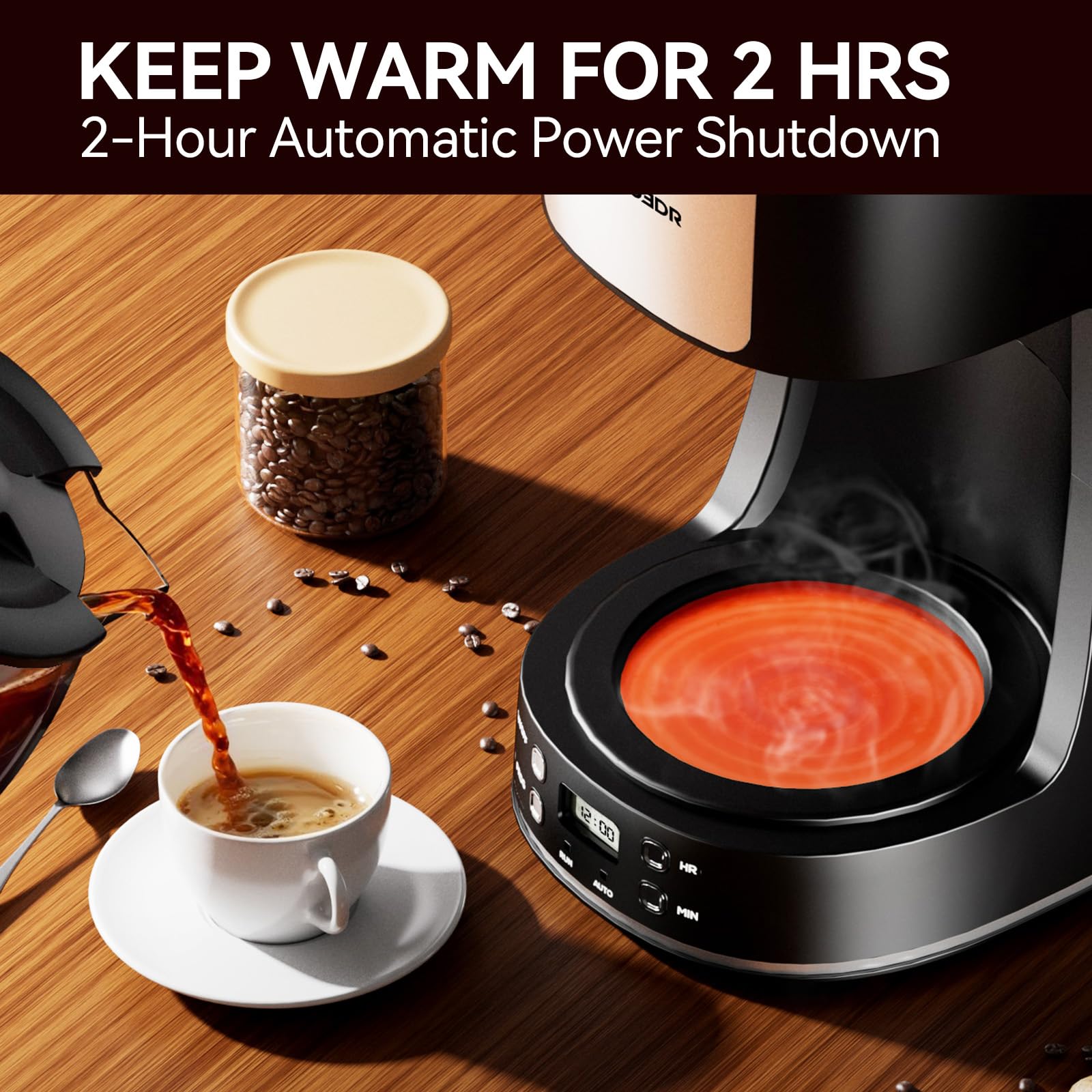 12-Cup Drip Coffee Maker with Reusable Filter,Programmable Clock,Auto Brew