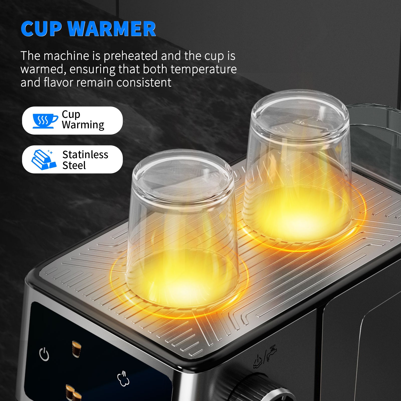 SECPOEDR 20Bar Espresso Machine with Hot & Rapid Cold Brew, Cappuccino Latte Machine with Milk Frother, 45oz Removable Water Tank, Touchscreen, Silver