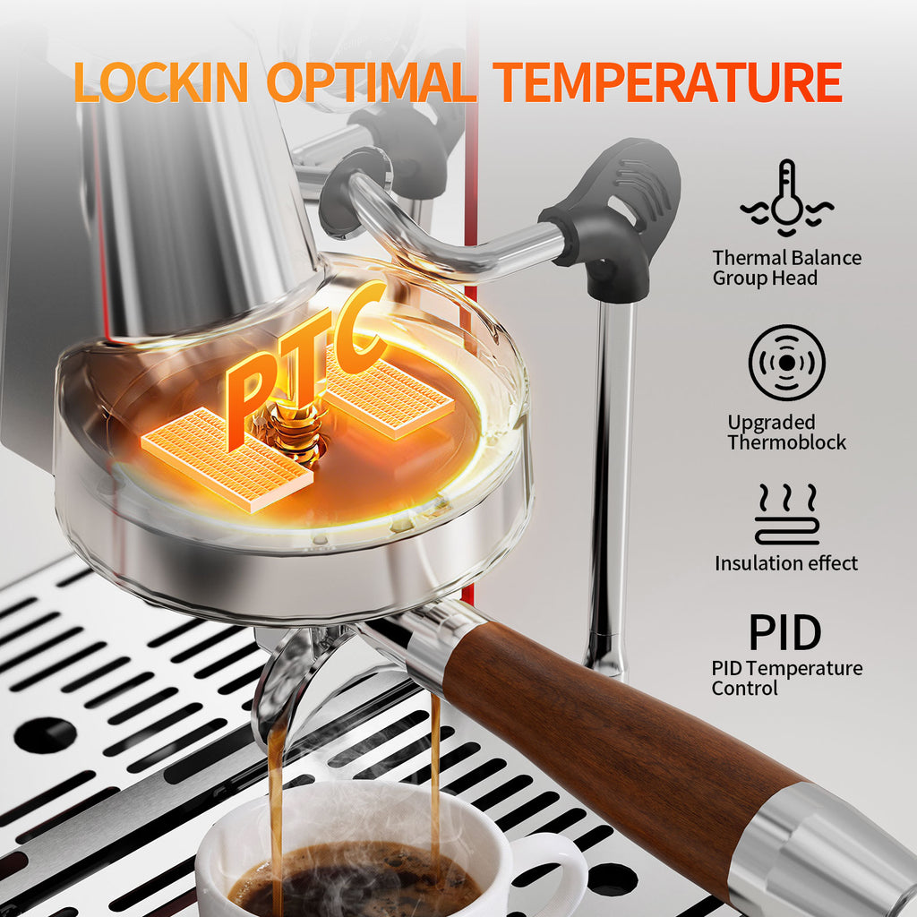 15 Bar Espresso Machine with Milk Frother 58MM Steam Wand,68oz Water Tank
