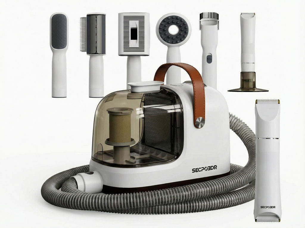 SECPOEDR Dog Grooming Vacuum Kit,12000Pa Strong Pet Vacuum for Shedding, Quiet, 1.8L Large Capacity