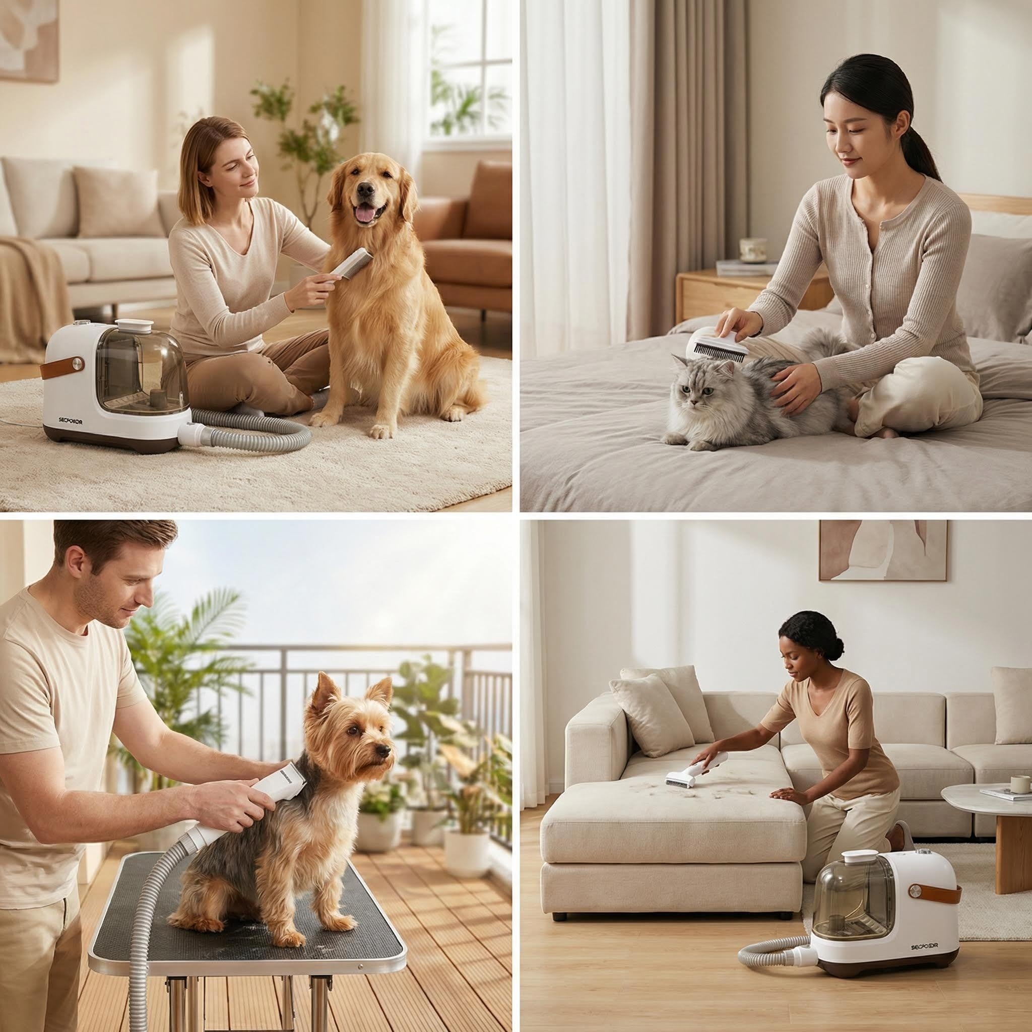 SECPOEDR Dog Grooming Vacuum Kit,12000Pa Strong Pet Vacuum for Shedding, Quiet, 1.8L Large Capacity