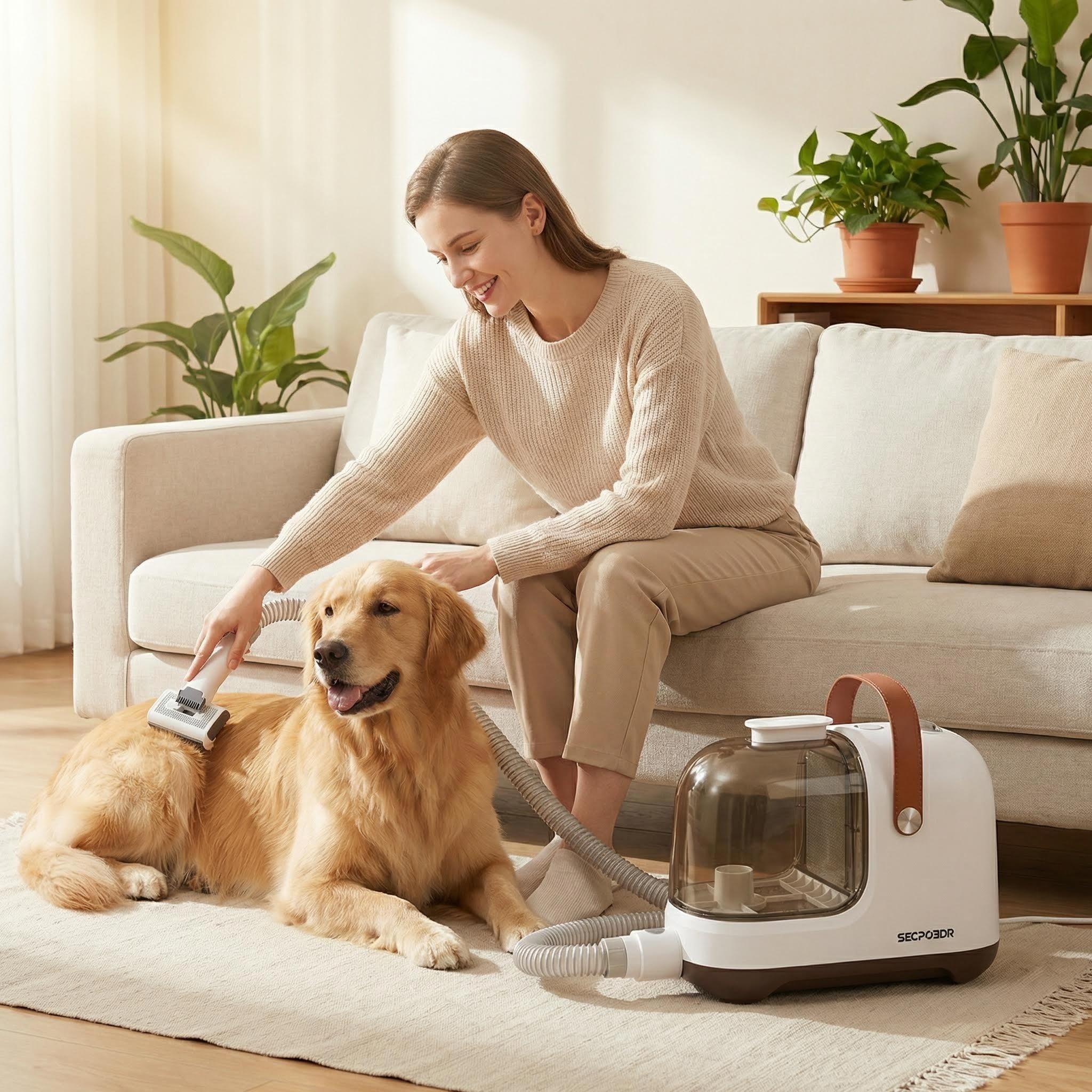 SECPOEDR Dog Grooming Vacuum Kit,12000Pa Strong Pet Vacuum for Shedding, Quiet, 1.8L Large Capacity