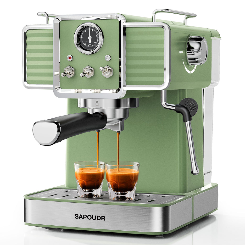 20Bar Semi Automatic Retro Espresso Machine with Milk Frother PID Temperature Control & Visible Pressure Gauge,50 oz Water Tank