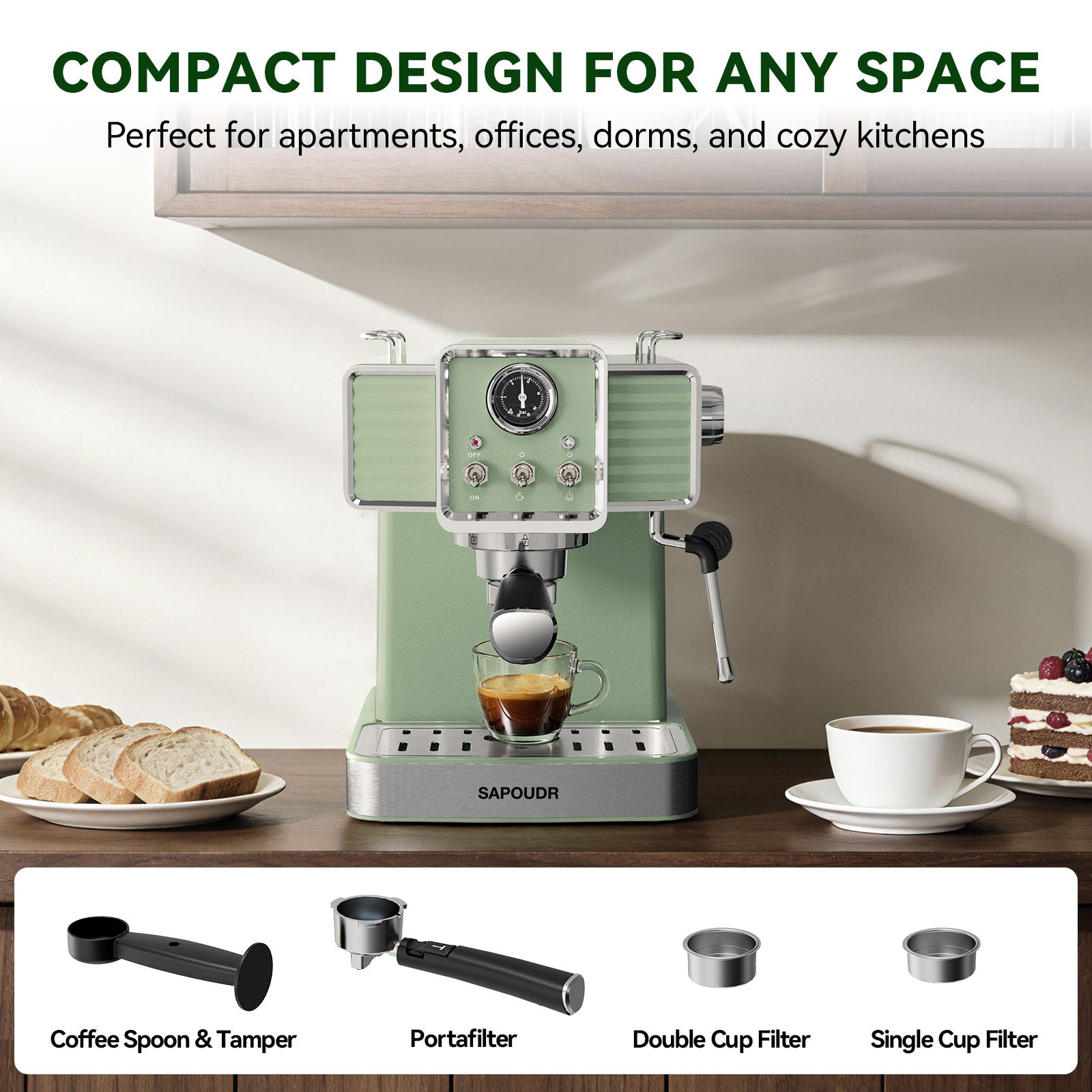 20Bar Semi Automatic Retro Espresso Machine with Milk Frother PID Temperature Control & Visible Pressure Gauge,50 oz Water Tank