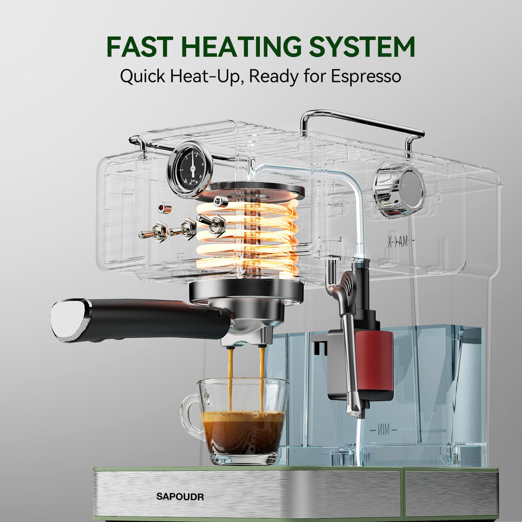 20Bar Semi Automatic Retro Espresso Machine with Milk Frother PID Temperature Control & Visible Pressure Gauge,50 oz Water Tank