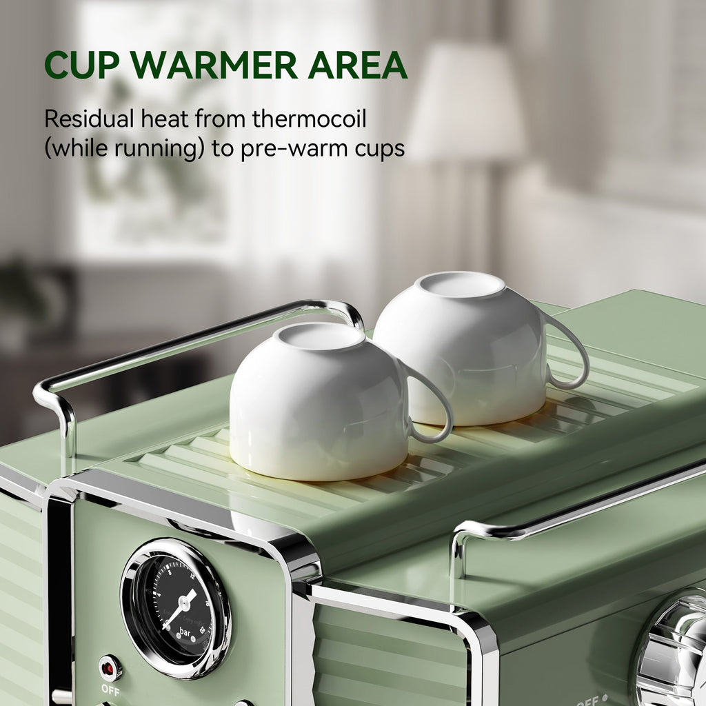 20Bar Semi Automatic Retro Espresso Machine with Milk Frother PID Temperature Control & Visible Pressure Gauge,50 oz Water Tank