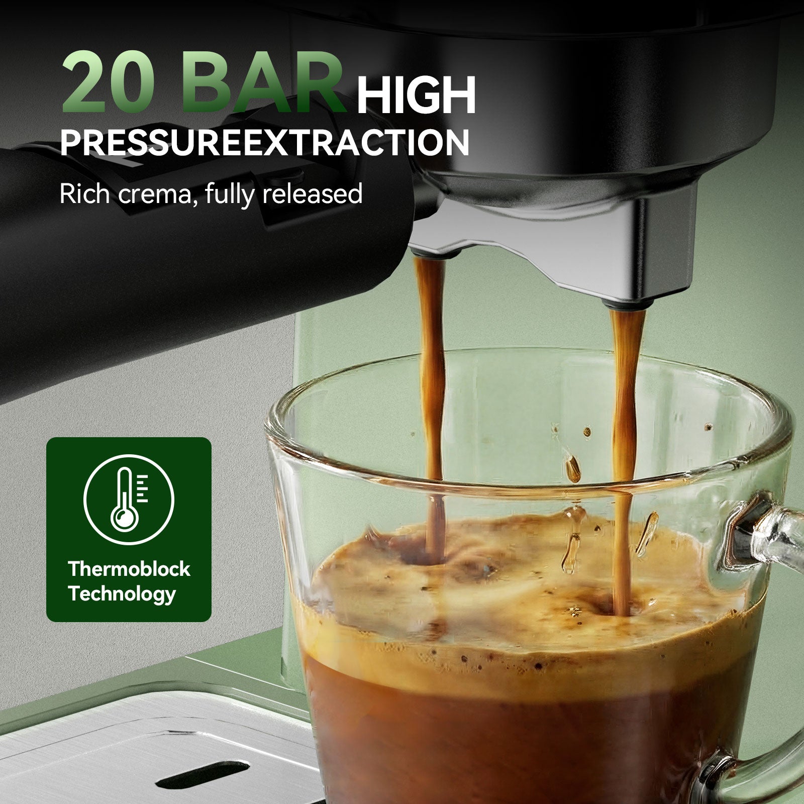 20Bar Semi Automatic Retro Espresso Machine with Milk Frother PID Temperature Control & Visible Pressure Gauge,50 oz Water Tank