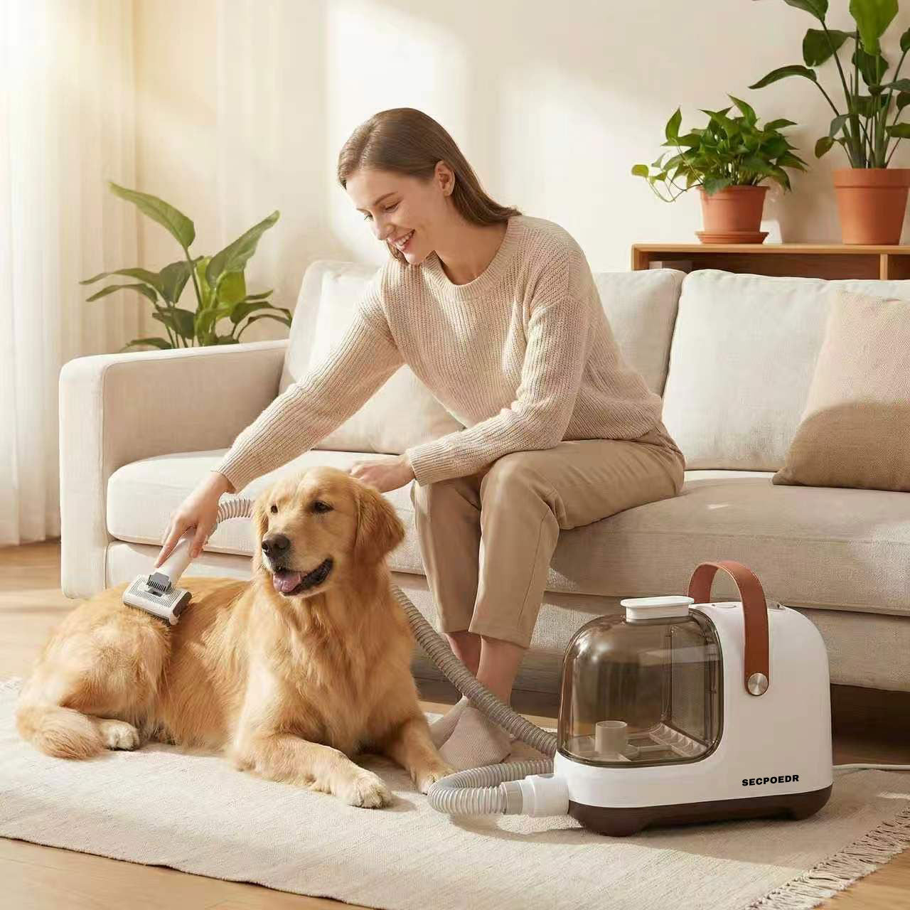 SECPOEDR Dog Grooming Vacuum Kit,12000Pa Strong Pet Vacuum for Shedding, Quiet, 1.8L Large Capacity